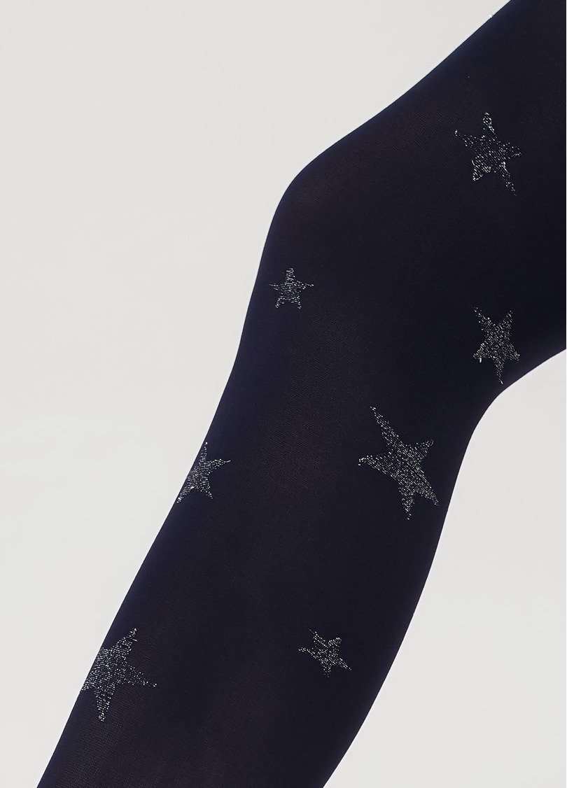 Дитячі колготки в зірки з люрексом KRISTAL 70 deep navy (синій)
