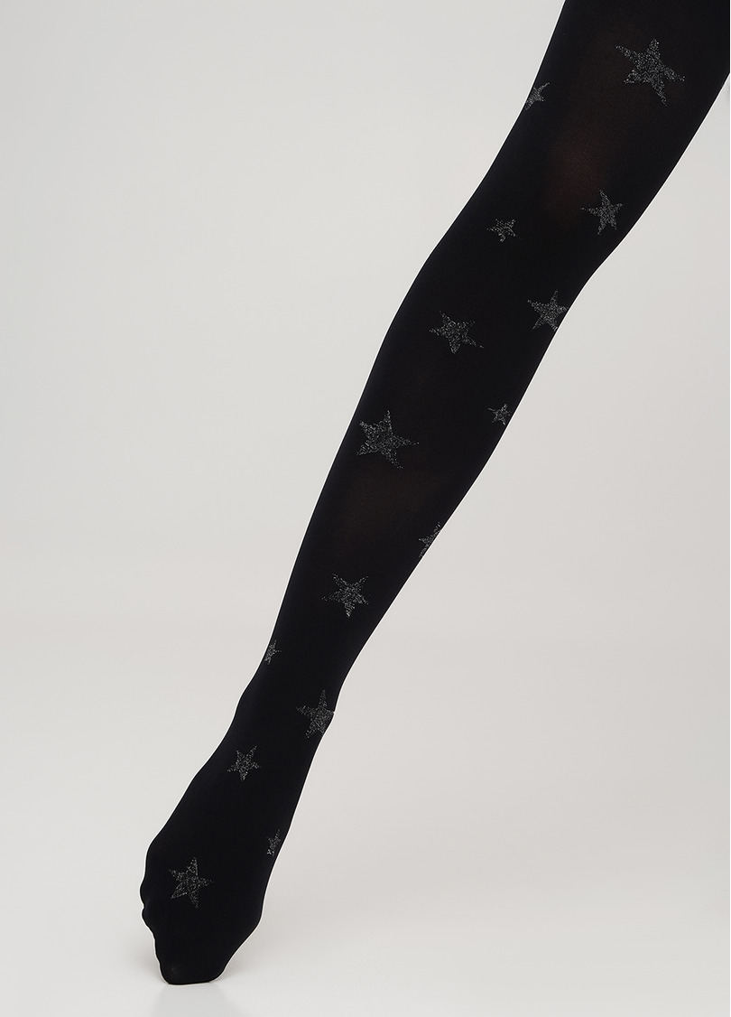Дитячі колготки в зірки з люрексом KRISTAL 70 nero (чорний)
