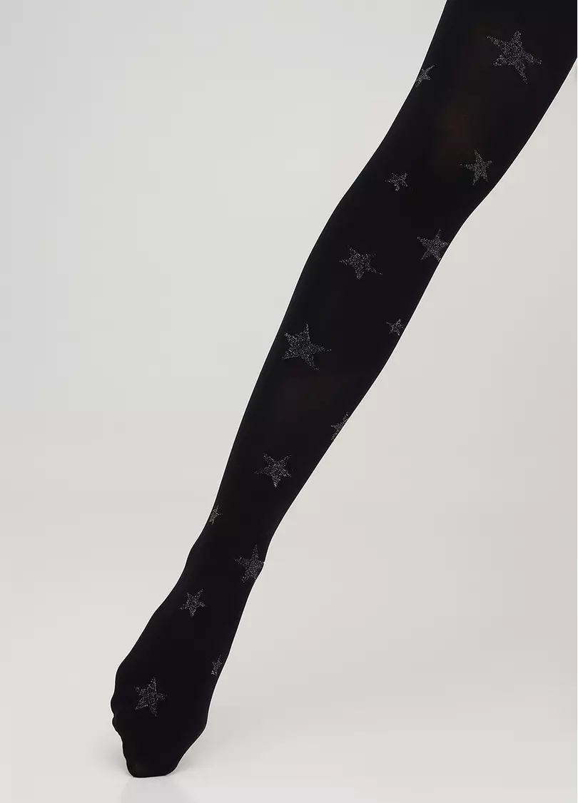 Дитячі колготки в зірки з люрексом KRISTAL 70 nero (чорний)