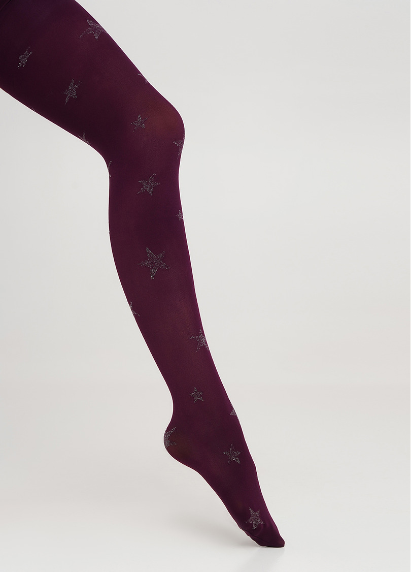 Дитячі колготки в зірки з люрексом KRISTAL 70 port wine (фіолетовий)