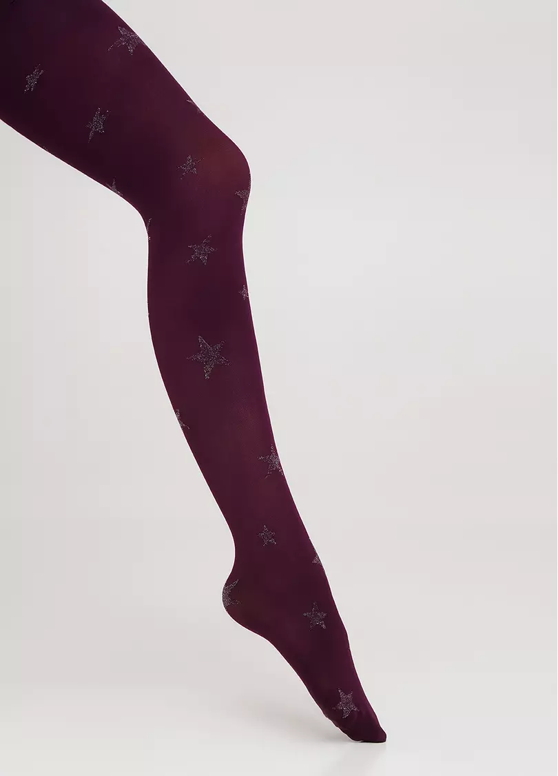 Дитячі колготки в зірки з люрексом KRISTAL 70 port wine (фіолетовий)