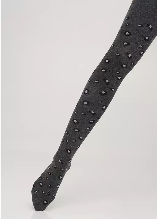 Бавовняні колготки дитячі з люрексом в плямистий принт MIA (3) MELANGE dark grey melange (сірий)