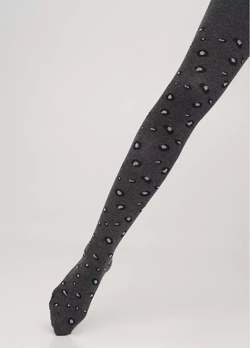 Бавовняні колготки дитячі з люрексом в плямистий принт MIA (3) MELANGE dark grey melange (сірий)