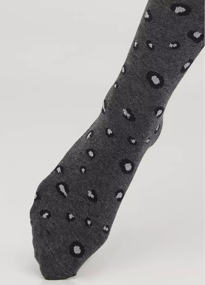 Бавовняні колготки дитячі з люрексом в плямистий принт MIA (3) MELANGE dark grey melange (сірий)