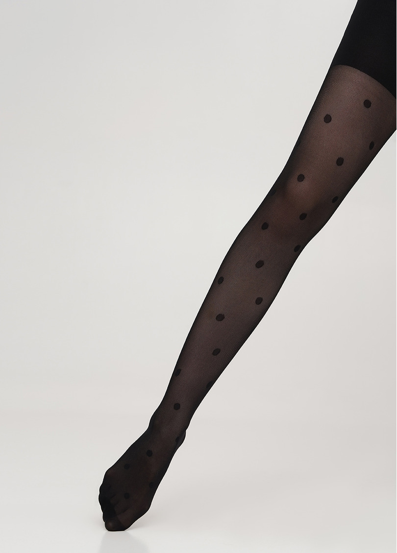 Детские капроновые колготки в горох MILANA 40 (6) nero (черный)