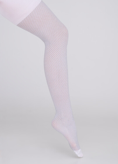 Детские колготки в сетку с люрексом TRAISY LUREX 80 (1) white (белый)