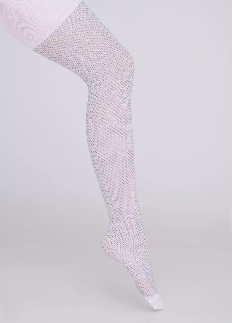 Дитячі колготки в сітку з люрексом TRAISY LUREX 80 (1) white (білий)