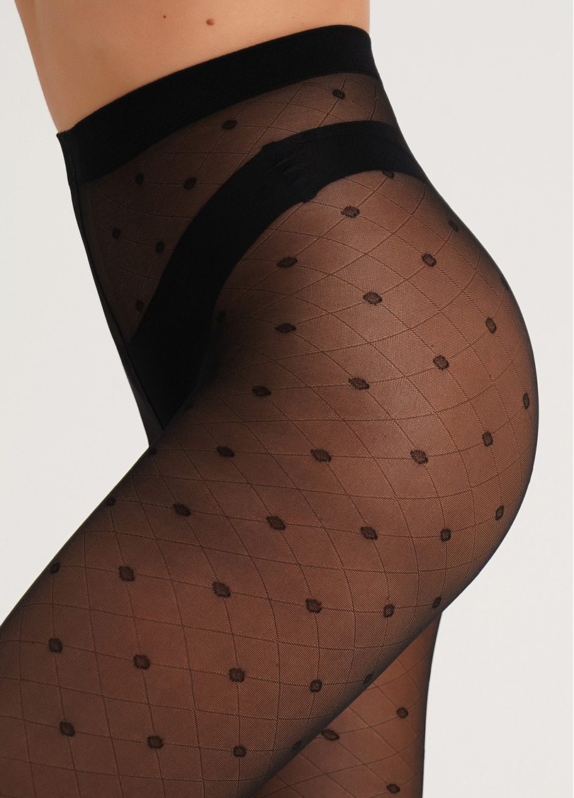 Колготы с геометрическим узором Afina 40 den model 4 (nero)