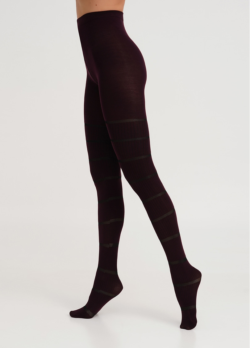 Колготки хлопковые с полупрозрачными полосами BACKGROUND 150 (3) vintage grape (фиолетовый)