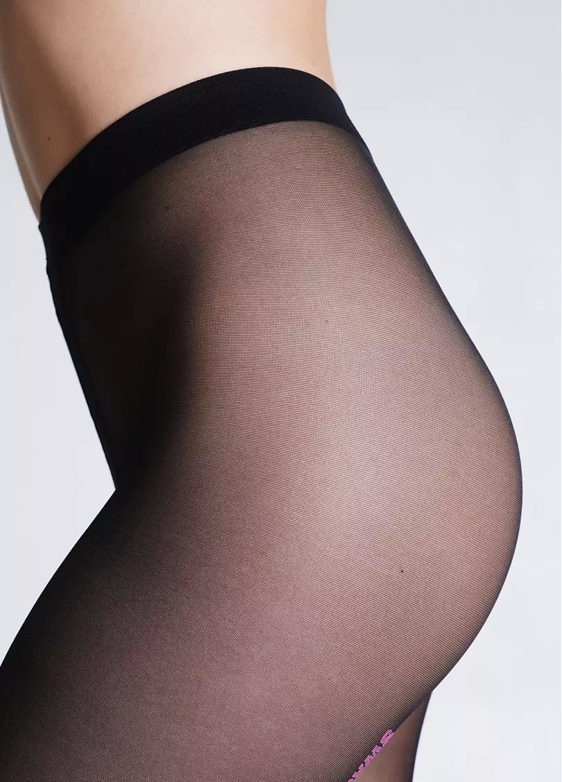 Колготки з яскравим декоративним швом із слів DAZZLE 40 (1) nero (чорний)