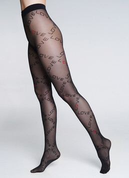 Колготки с узором из слова "Love" DAZZLE 40 (2) nero (черный)