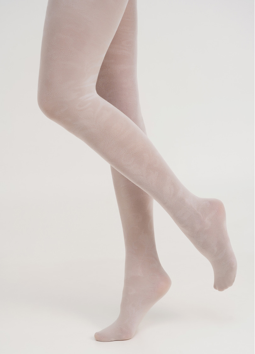 Хлопковые колготки с цветочным узором ECLIPSE 150 (3) moonlight (бежевый)