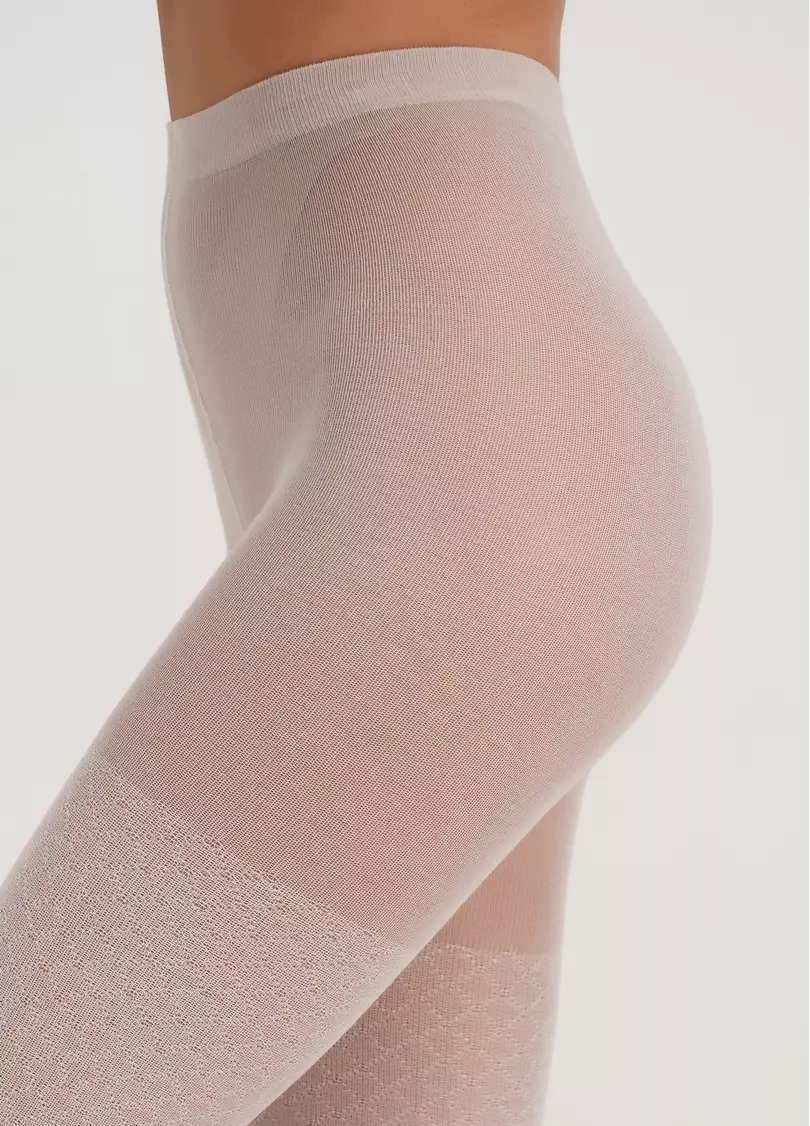 Колготки бавовняні з візерунком в ромби ECLIPSE 150 (5) moonlight (бежевий)