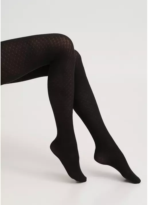 Колготки бавовняні з візерунком в ромби ECLIPSE 150 (5) pirate black (чорний) Колготки бавовняні з візерунком в ромби ECLIPSE 150 (5) pirate black (чорний)
