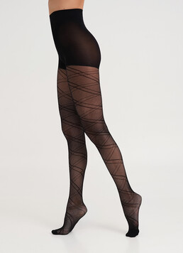 Колготки в сетку с полосами FASHION NET 40 (4) nero (черный)