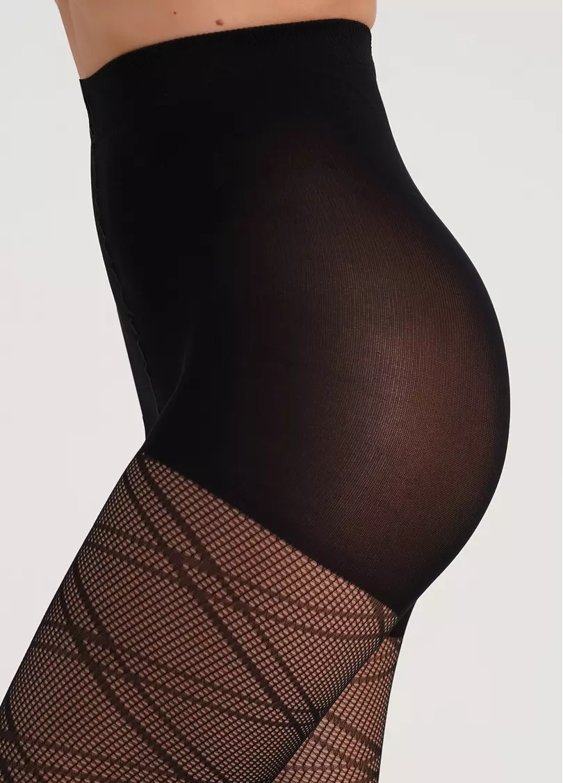 Колготки в сетку с полосами FASHION NET 40 (4) nero (черный)