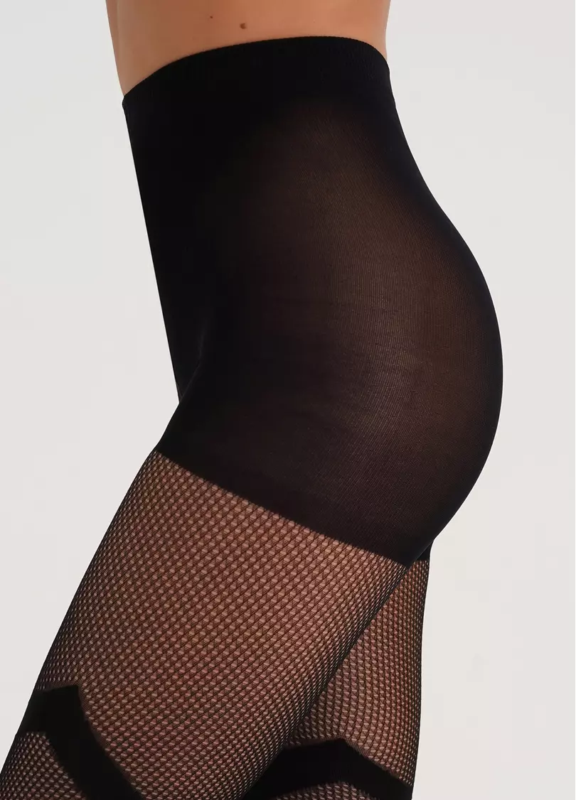 Колготки в сетку с широкими полосами FASHION NET 40 (7) nero (черный)