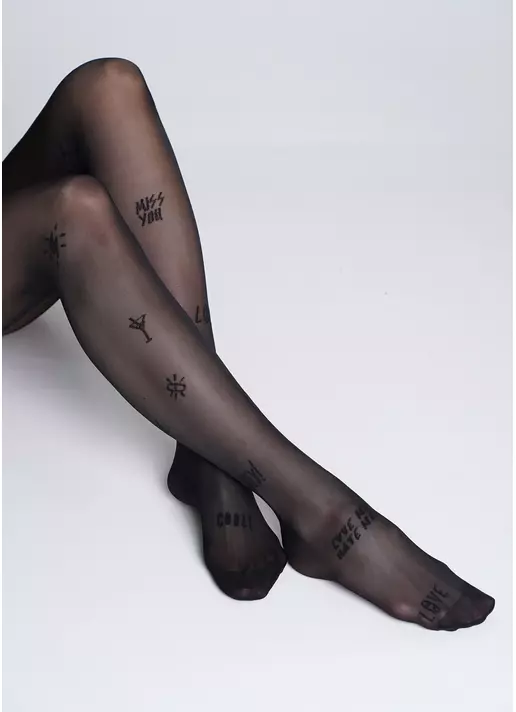 Колготки з тату-написами FASHIONISTA 40 (7) nero (чорний) Колготки з тату-написами FASHIONISTA 40 (7) nero (чорний)