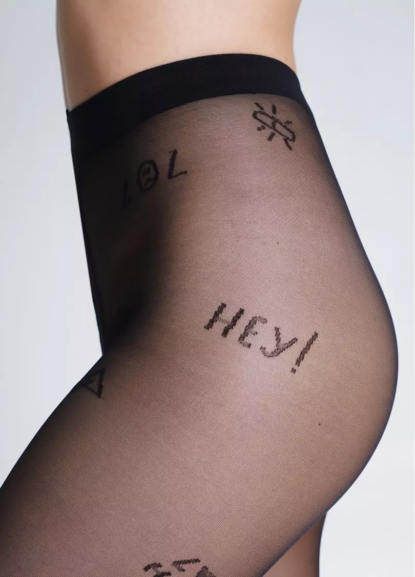 Колготки з тату-написами FASHIONISTA 40 (7) nero (чорний)