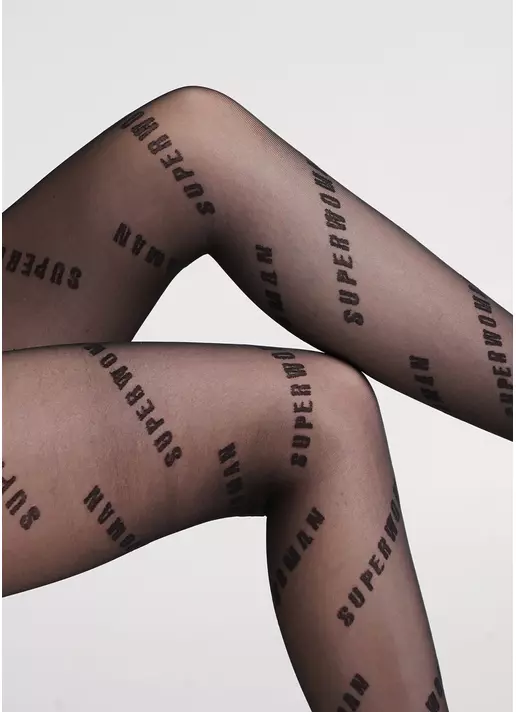 Колготки в написах "SUPERWOMAN" FASHIONISTA 40 (8) nero (чорний)