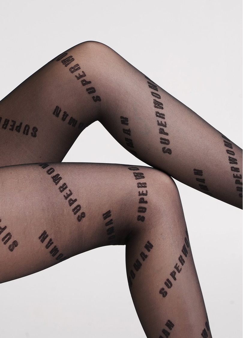 Колготки в надписях "SUPERWOMAN" FASHIONISTA 40 (8) nero (черный)