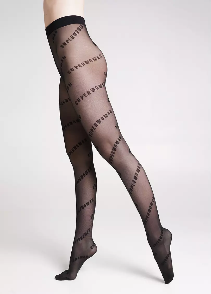 Колготки в надписях "SUPERWOMAN" FASHIONISTA 40 (8) nero (черный)