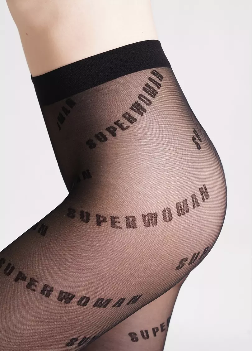 Колготки в надписях "SUPERWOMAN" FASHIONISTA 40 (8) nero (черный)