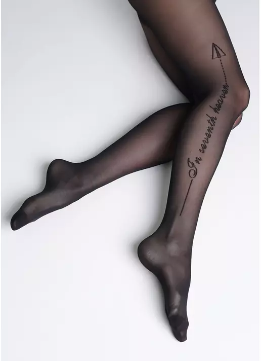 Колготки с надписью "In seventh heaven" FLAME 40 (2) nero (черный)