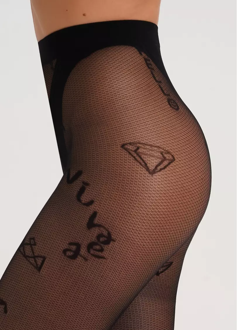 Колготки в сітку з тату INFLUENCE 40 (2) nero (чорний)