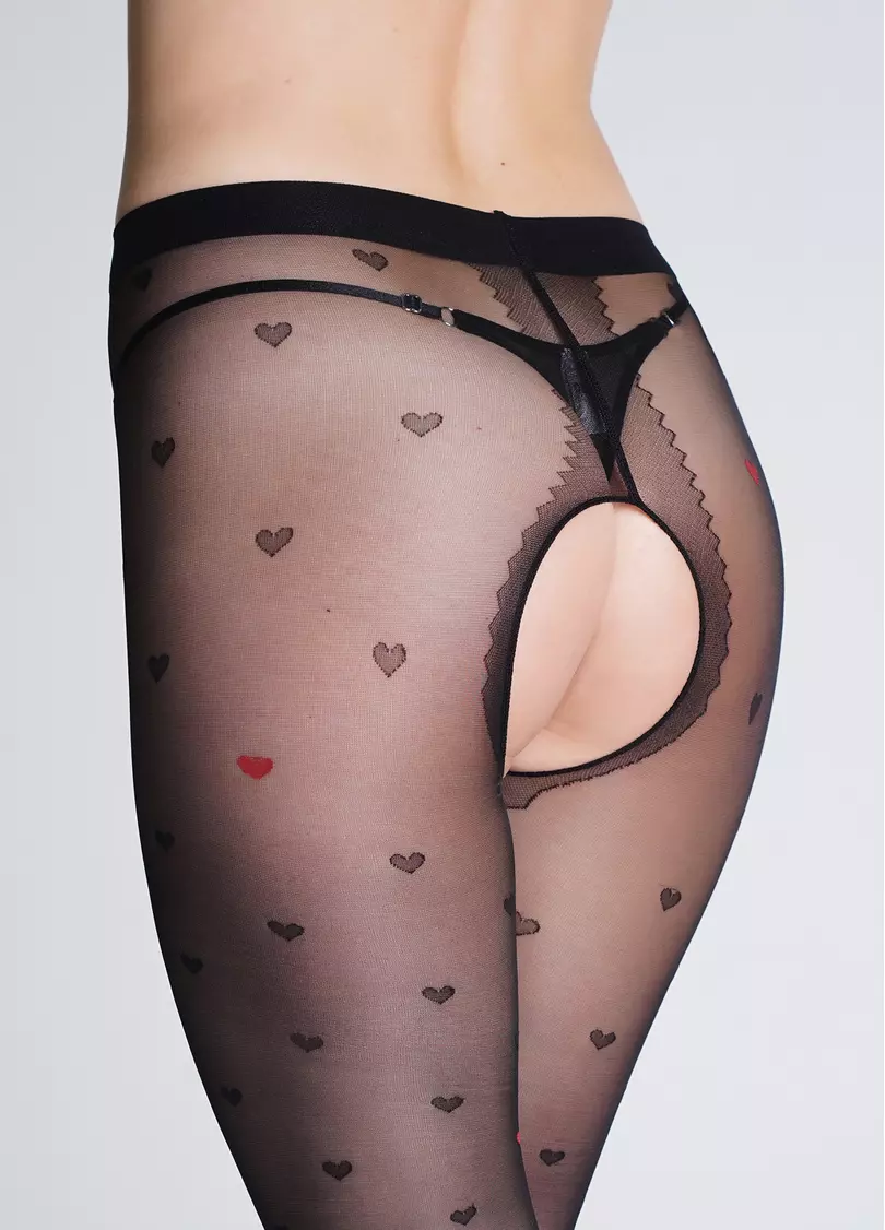 Эротические колготки с сердечками INTIMO FASHION 20 (1) nero (черный)