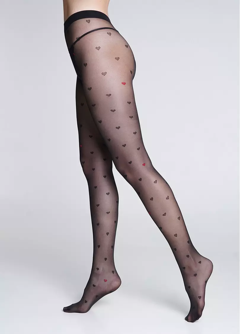 Эротические колготки с сердечками INTIMO FASHION 20 (1) nero (черный)