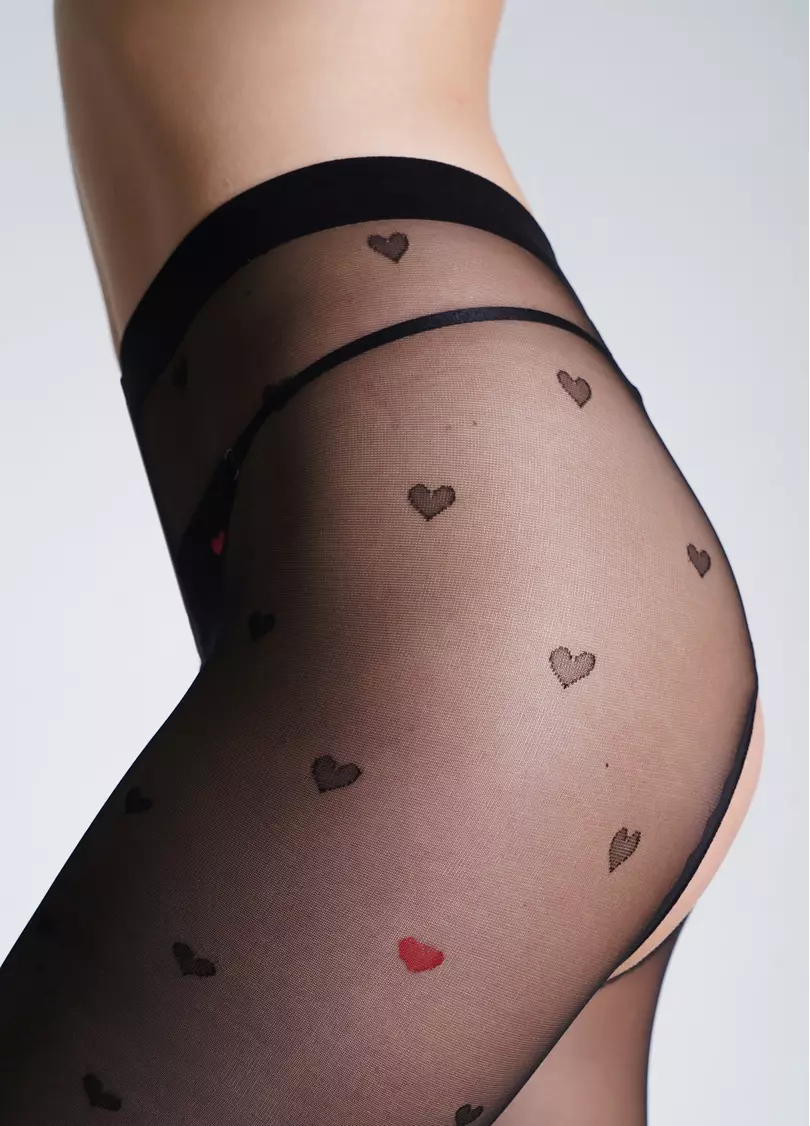 Эротические колготки с сердечками INTIMO FASHION 20 (1) nero (черный)