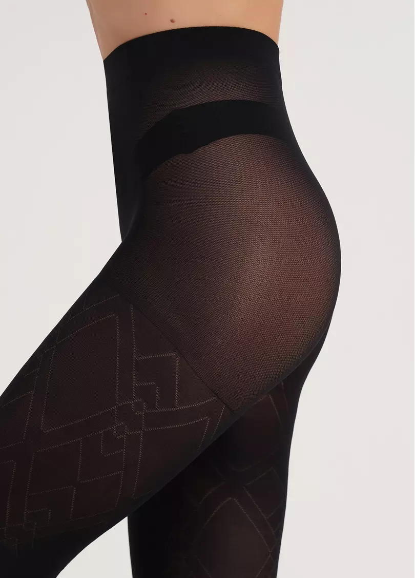 Колготки с геометрическим узором OUTLINE 60 (1) nero (черный)