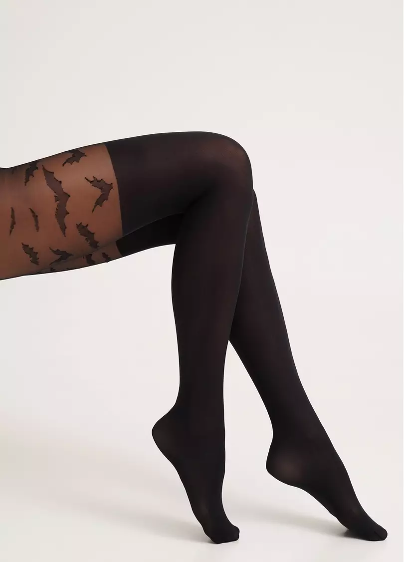 Колготки с летучими мышами и имитацией чулок к Хэллоуин PARI 60 (34) nero (черный)