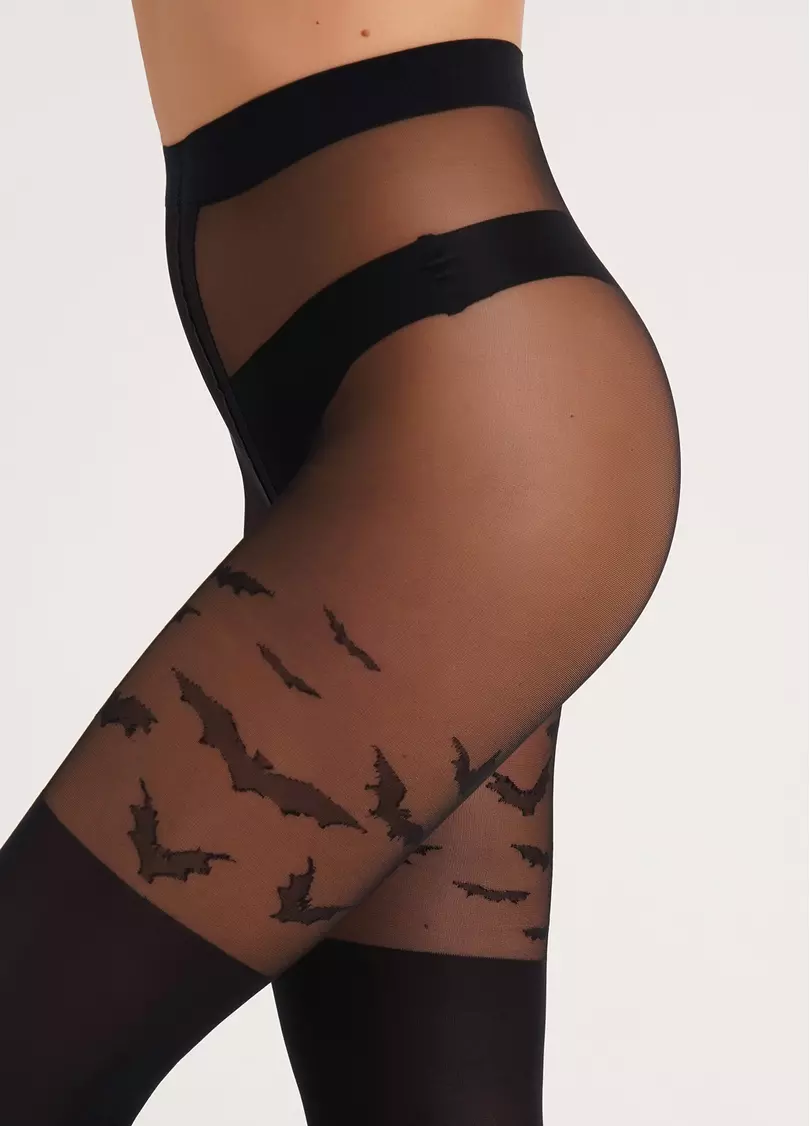 Колготки с летучими мышами и имитацией чулок к Хэллоуин PARI 60 (34) nero (черный)