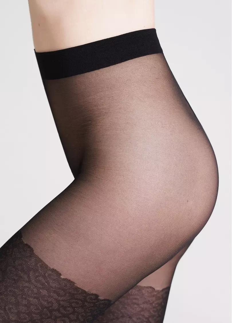 Колготки с имитацией чулок в горох POINTS 20 (2) nero (черный)