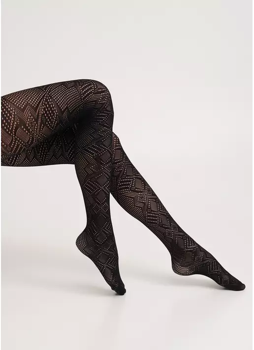Колготки в сетку с плетеным узором RETE LIGHT 80 (1) nero (черный)