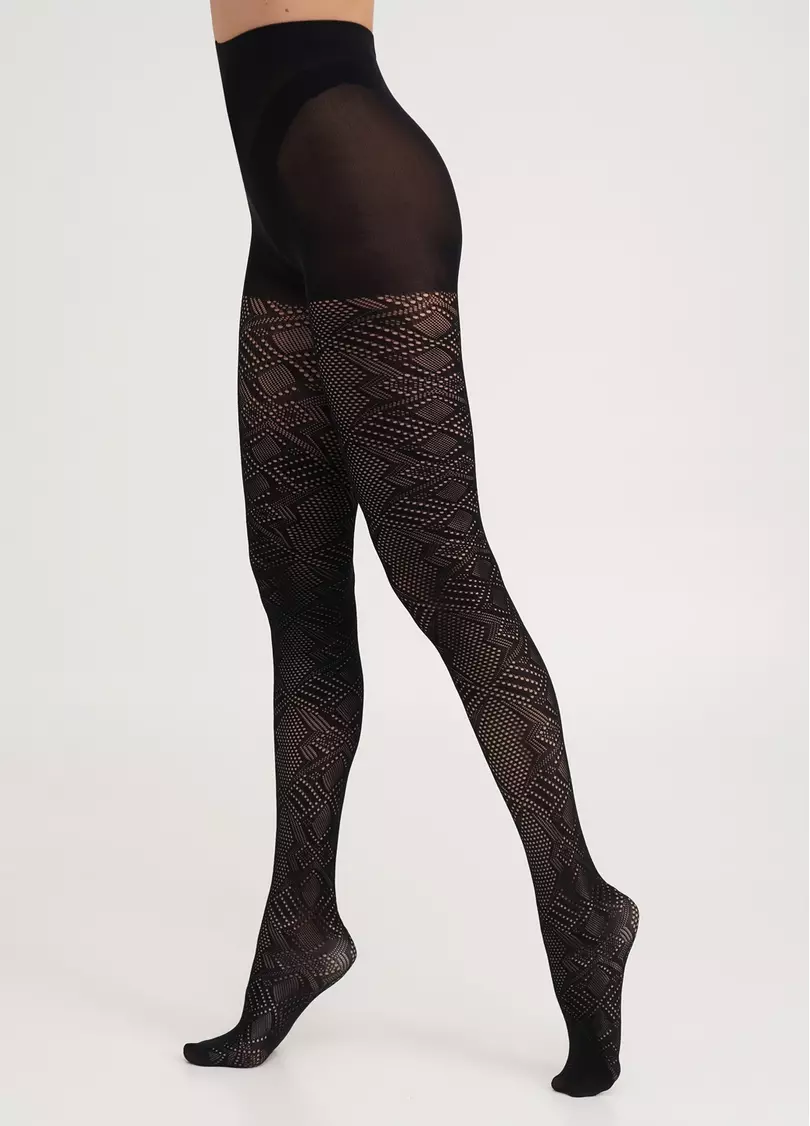 Колготки в сетку с плетеным узором RETE LIGHT 80 (1) nero (черный)