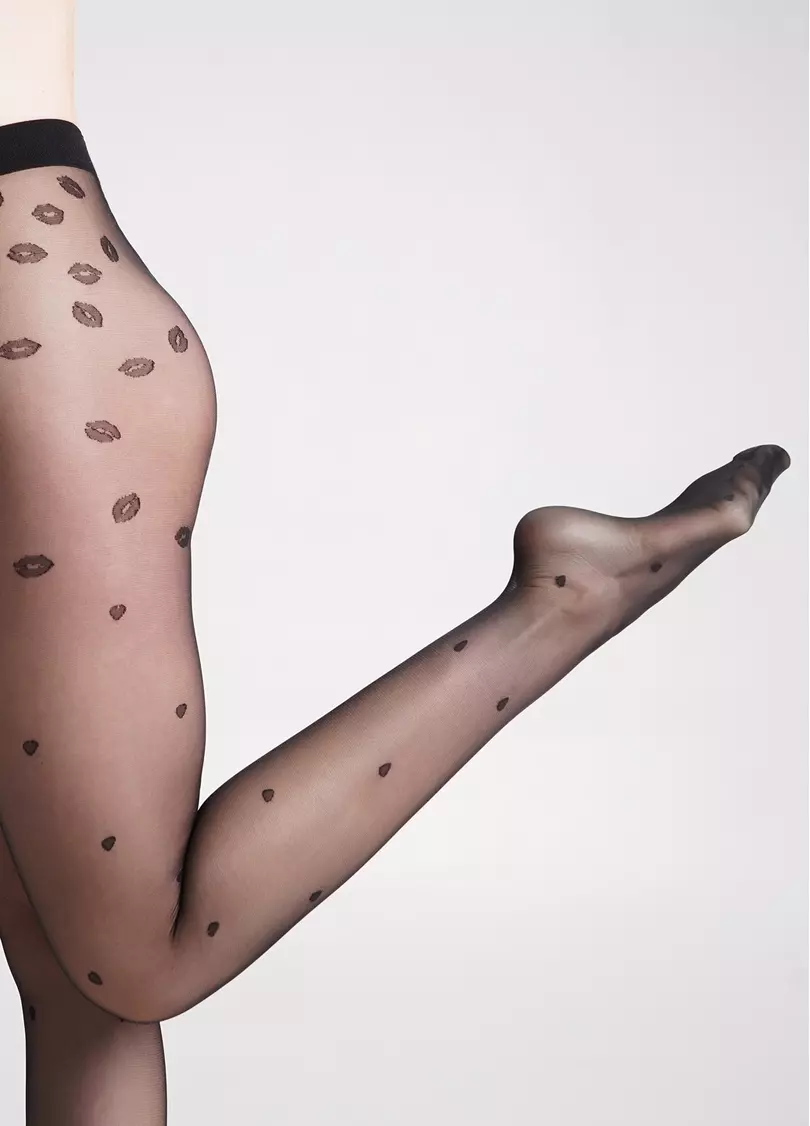 Колготки в сердечки и поцелуи SENSUAL 20 (2) nero (черный)