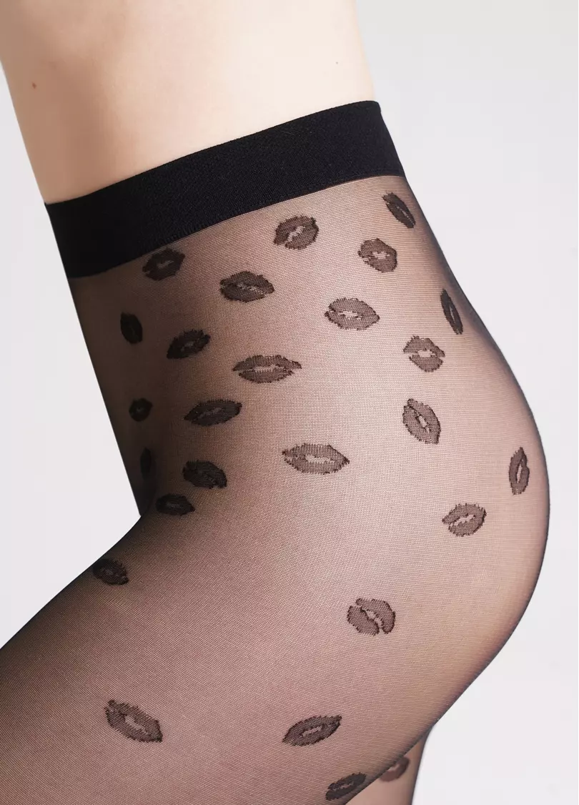 Колготки в сердечки и поцелуи SENSUAL 20 (2) nero (черный)