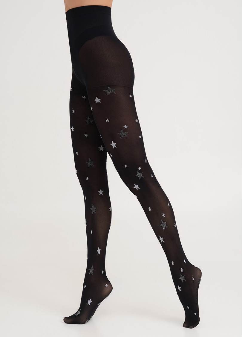 Колготки в звезды с люрексом STAR TIGHTS black (черный)