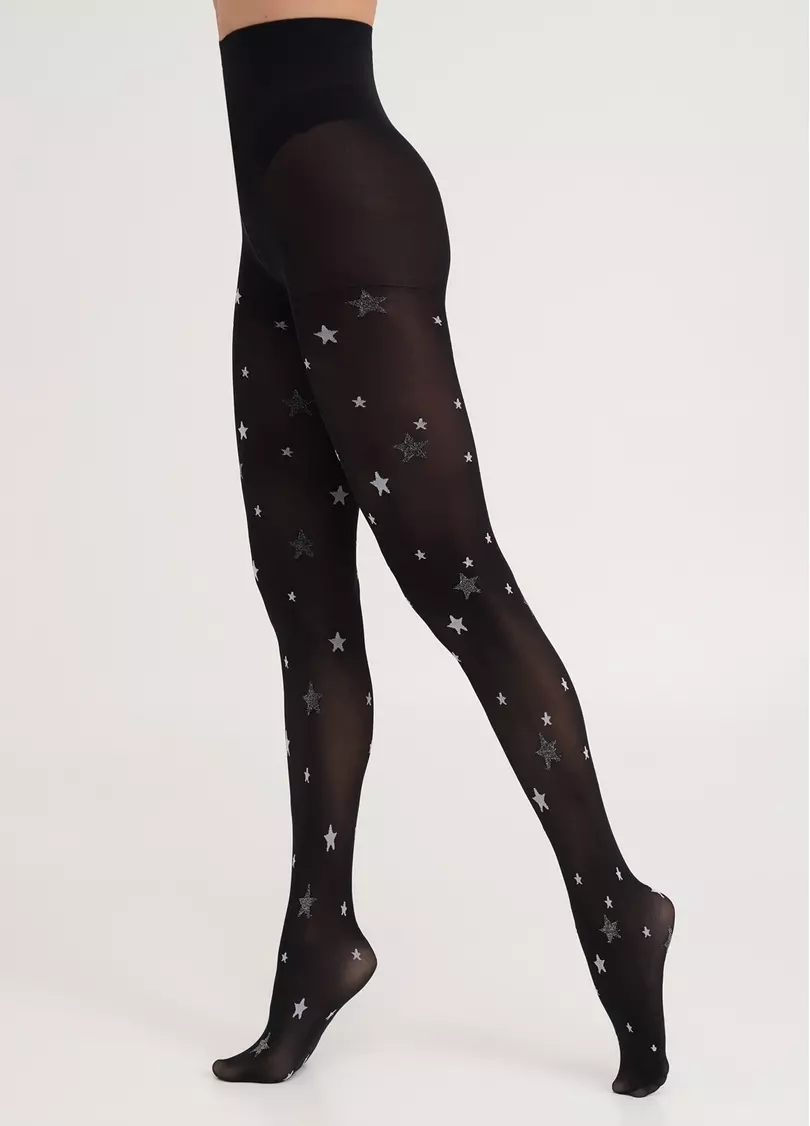 Колготки в звезды с люрексом STAR TIGHTS black (черный)