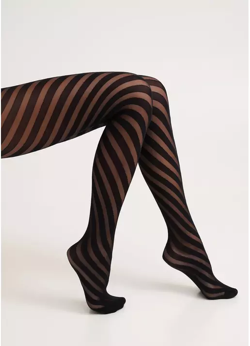 Колготки зі смугами STELLA 40 (4) nero (чорний) Колготки зі смугами STELLA 40 (4) nero (чорний)