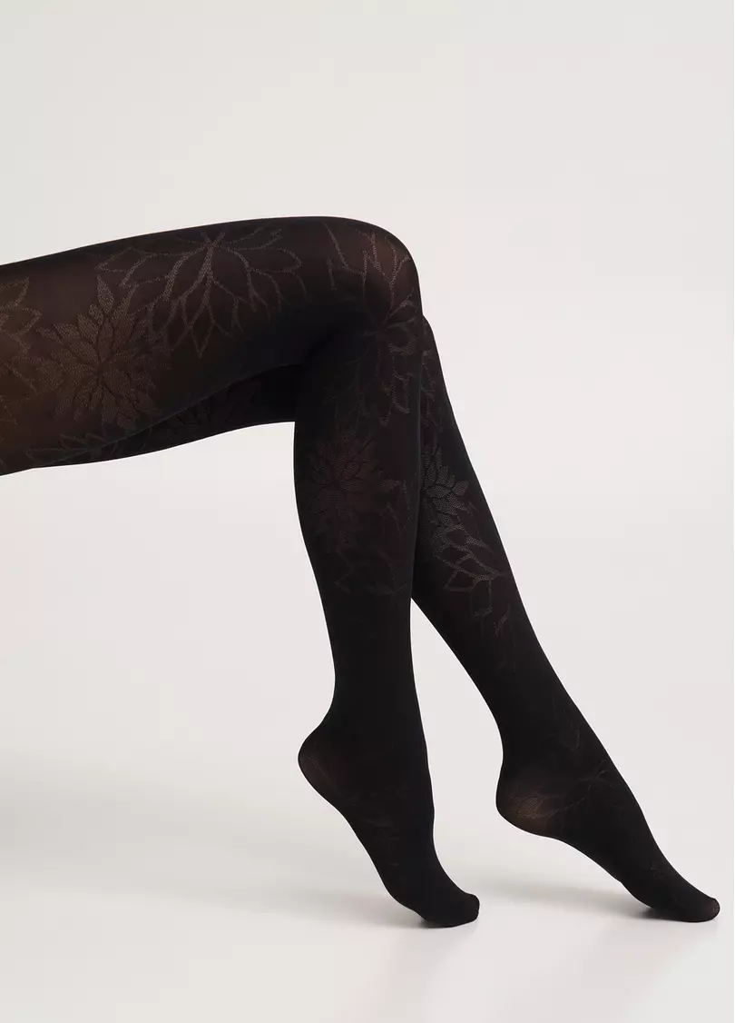 Колготки з квітами STEM 60 (1) nero (чорний)
