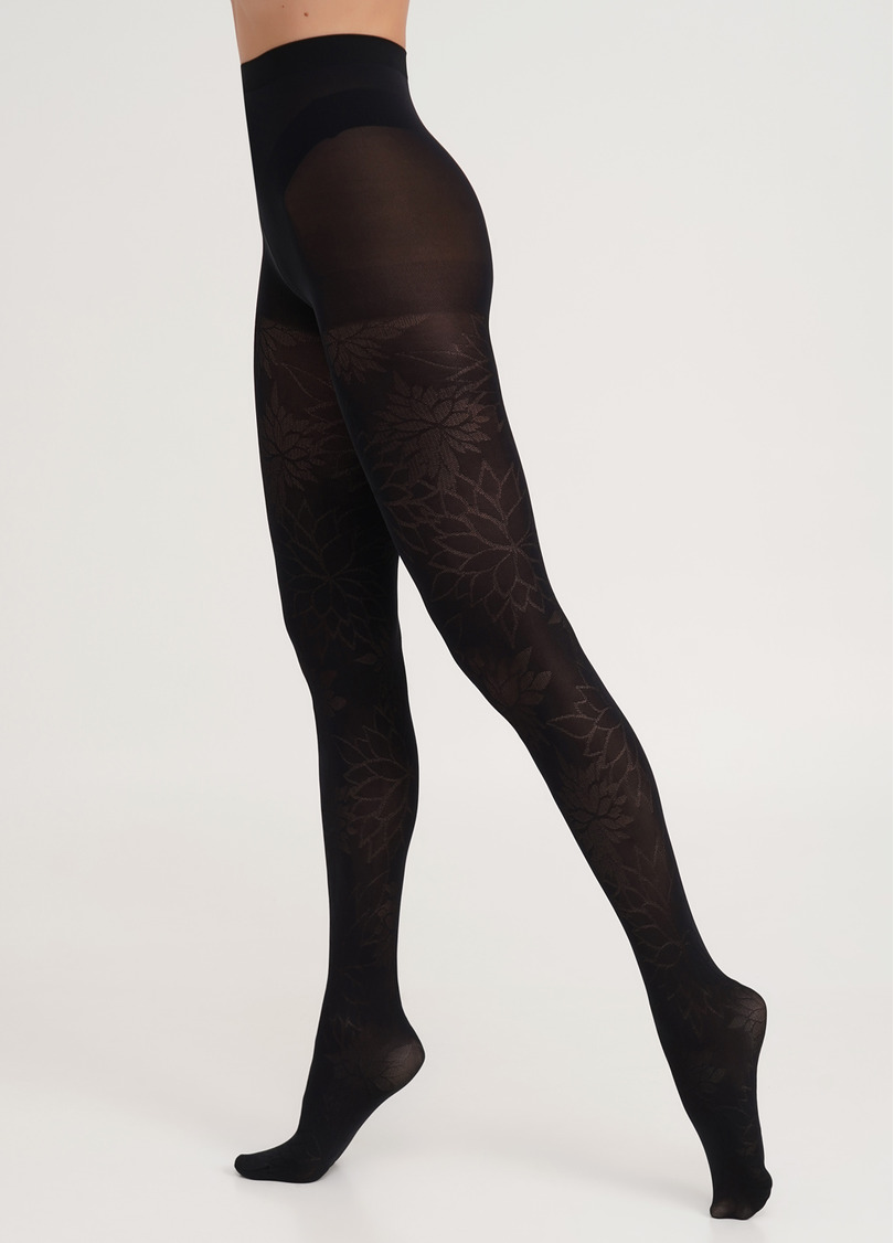 Колготки с цветами STEM 60 (1) nero (черный)