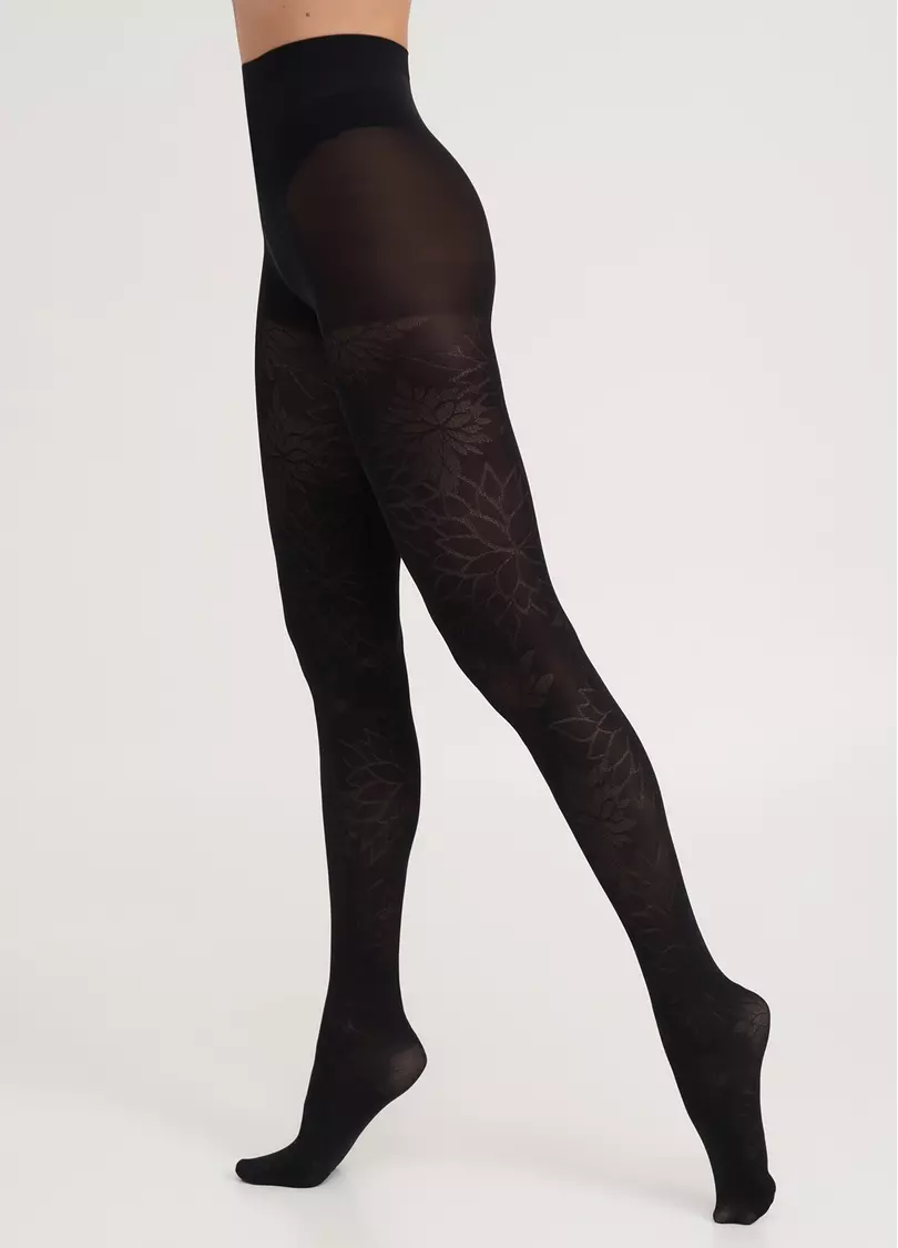 Колготки з квітами STEM 60 (1) nero (чорний)