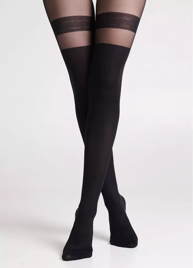 Колготки з імітацією панчіх та написом STYLE-UP 60 (2) nero (чорний)