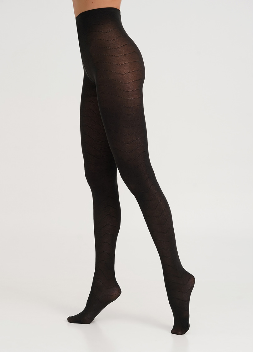 Хлопковые колготки с геометрическим узором TWILL 180 (1) black (черный)