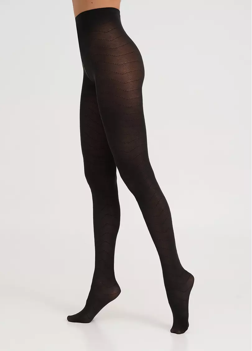 Хлопковые колготки с геометрическим узором TWILL 180 (1) black (черный)