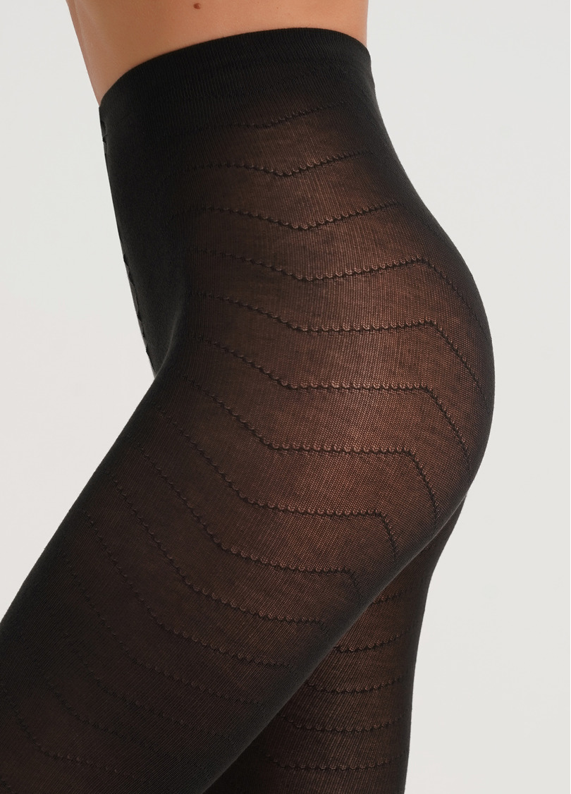 Хлопковые колготки с геометрическим узором TWILL 180 (1) black (черный)